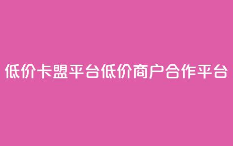 低价卡盟平台(低价商户合作平台) 第1张 低价卡盟平台(低价商户合作平台) 第1张