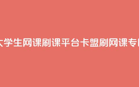 大学生网课刷课平台:卡盟刷网课专区 第1张 大学生网课刷课平台:卡盟刷网课专区 第1张