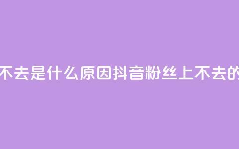 抖音粉丝上不去是什么原因(抖音粉丝上不去的原因) 第1张 抖音粉丝上不去是什么原因(抖音粉丝上不去的原因) 第1张