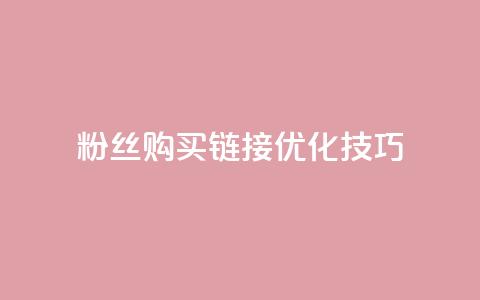 粉丝购买链接优化技巧 第1张 粉丝购买链接优化技巧 第1张