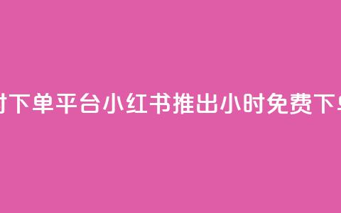 小红书免费24小时下单平台 - 小红书推出24小时免费下单新平台! 第1张 小红书免费24小时下单平台 - 小红书推出24小时免费下单新平台! 第1张
