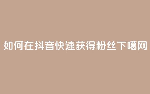 如何在抖音快速获得1000+粉丝 第1张 如何在抖音快速获得1000+粉丝 第1张