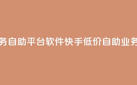 快手低价业务自助平台软件(快手低价自助业务平台) 第1张