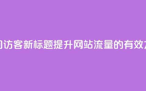 空间访客(新标题:提升网站流量的有效方法) 第1张 空间访客(新标题:提升网站流量的有效方法) 第1张