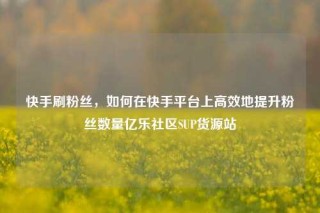快手刷粉丝，如何在快手平台上高效地提升粉丝数量亿乐社区SUP货源站