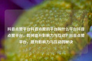 抖音点赞平台抖音点赞的平台叫什么平台抖音点赞平台，如何提升影响力与互动？抖音点赞平台，提升影响力与互动的秘诀