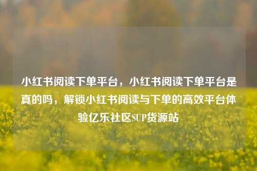 小红书阅读下单平台	，小红书阅读下单平台是真的吗，解锁小红书阅读与下单的高效平台体验亿乐社区SUP货源站  第1张