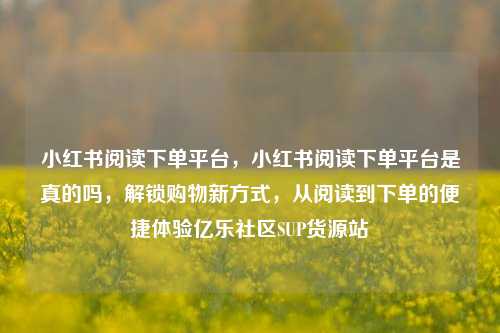 小红书阅读下单平台	，小红书阅读下单平台是真的吗，解锁购物新方式，从阅读到下单的便捷体验亿乐社区SUP货源站  第1张
