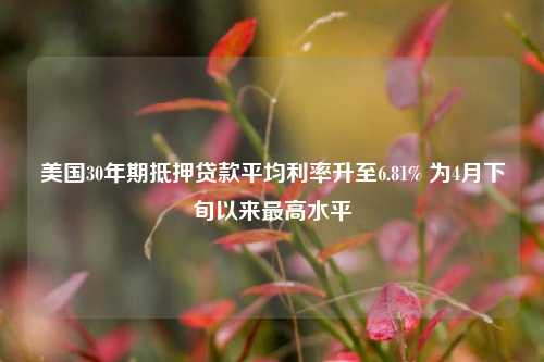 美国30年期抵押贷款平均利率升至6.81% 为4月下旬以来最高水平  第1张