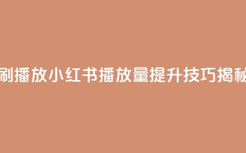 小红书刷播放 - 小红书播放量提升技巧揭秘！  第1张