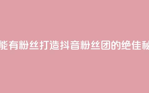 抖音怎么能有粉丝 - 打造抖音粉丝团的绝佳秘诀！~  第1张
