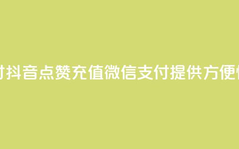 抖音点赞充值微信支付 - 抖音点赞充值微信支付：提供方便快捷的充值方式~  第1张