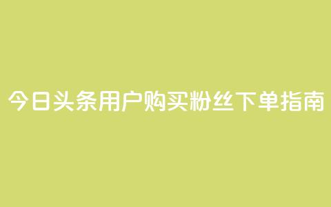 今日头条用户购买粉丝下单指南  第1张