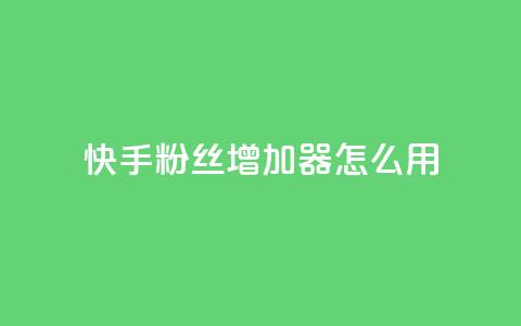 快手粉丝增加器怎么用 - 快手粉丝增长工具使用指南！  第1张
