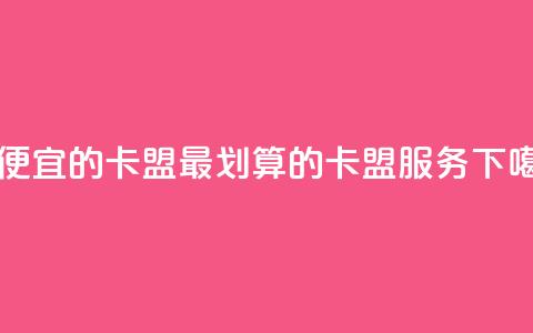 最便宜的卡盟(最划算的卡盟服务)  第1张