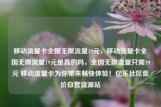 移动流量卡全国无限流量19元，移动流量卡全国无限流量19元是真的吗，全国无限流量只需19元 移动流量卡为你带来畅快体验！亿乐社区低价自营货源站