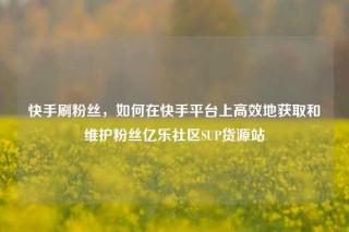 快手刷粉丝，如何在快手平台上高效地获取和维护粉丝亿乐社区SUP货源站
