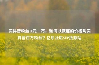 买抖音粉丝10元一万，如何以低廉的价格购买抖音百万粉丝？亿乐社区SUP货源站