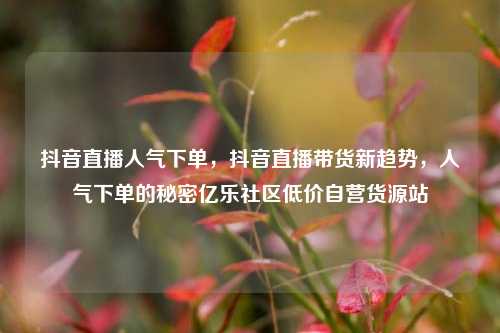 抖音直播人气下单，抖音直播带货新趋势，人气下单的秘密亿乐社区低价自营货源站  第1张