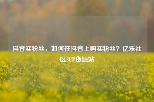 抖音买粉丝	，如何在抖音上购买粉丝？亿乐社区SUP货源站  第1张