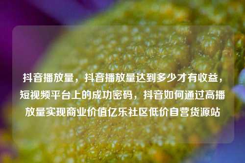 抖音播放量，抖音播放量达到多少才有收益，短视频平台上的成功密码，抖音如何通过高播放量实现商业价值亿乐社区低价自营货源站  第1张
