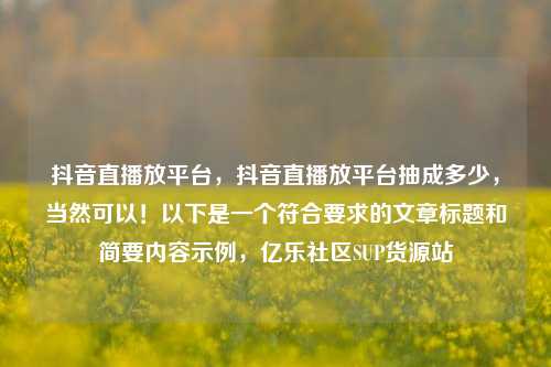 抖音直播放平台，抖音直播放平台抽成多少，当然可以！以下是一个符合要求的文章标题和简要内容示例	，亿乐社区SUP货源站  第1张