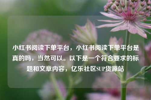 小红书阅读下单平台，小红书阅读下单平台是真的吗，当然可以。以下是一个符合要求的标题和文章内容，亿乐社区SUP货源站  第1张
